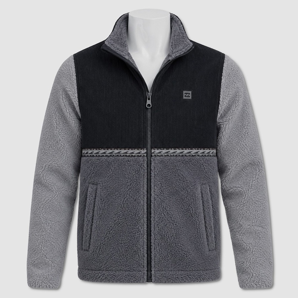 Billabong Mock Neck Sherpa Jacket - NWT Mens XL Grey / Black - #49911-OFCL